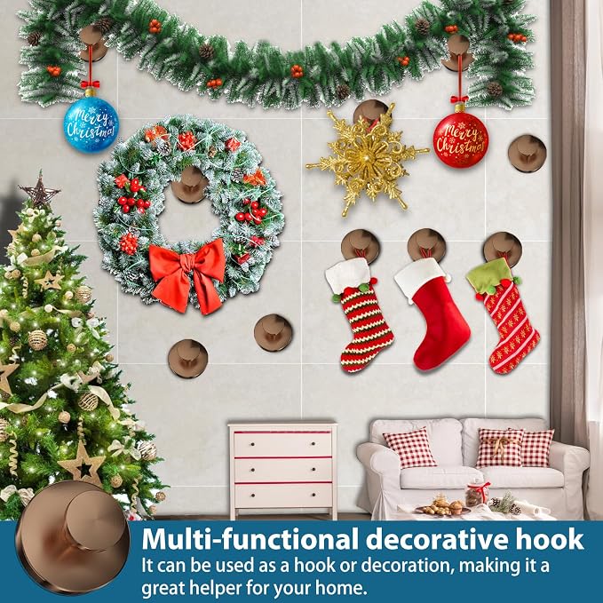 Suction Cup Hooks for Shower, Glass Door, Hold Robe & Wreath, Hanging up to 15 - Image 7