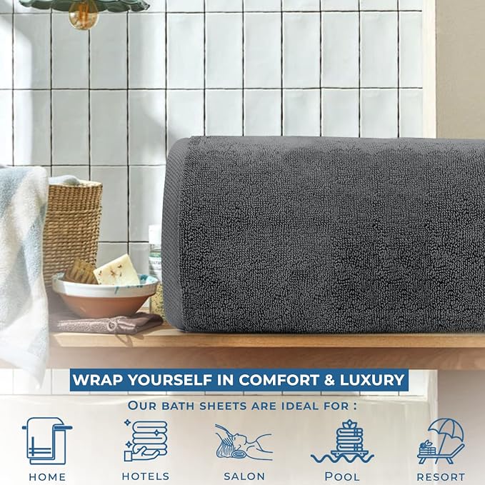 DAN RIVER Pack of 1 Bath Sheet 40x80 Inches, Extra Large Gray Bath Towels - Image 5