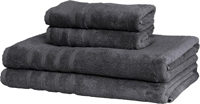 Mosobam Luxury Turkish 4pc XL Towel Set 35X70 16X30 Charcoal Gray 700 GSM by Mosobam