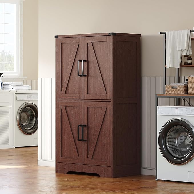 Treocho Bathroom Floor Cabinet, Farmhouse Bathroom Storage Cabinet by Treocho