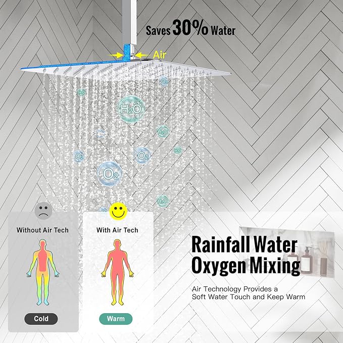 SR SUN RISE 16 Inches Polished Chrome Shower Faucet System Bathroom Luxury Rain - Image 4