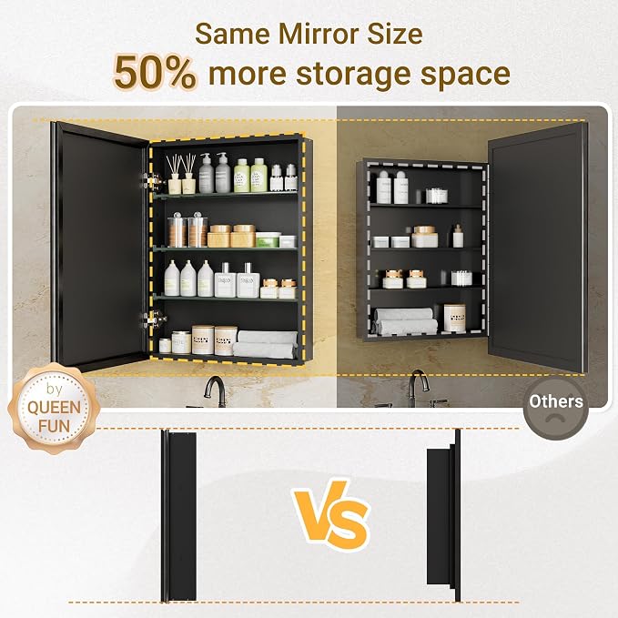 48x30 Black Medicine Cabinet - Image 5