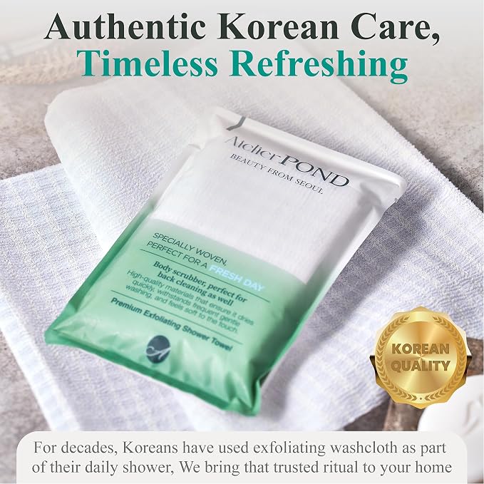 Korean Exfoliating Washcloth 2-Pack – Exfoliating Shower Towel/Body Scrub Cloths - Image 6