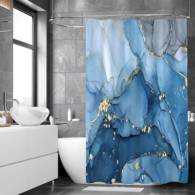 Extra Wide Marble Shower Curtain 108 x 72, Modern Luxury 108 inch Long Shower - Image 3