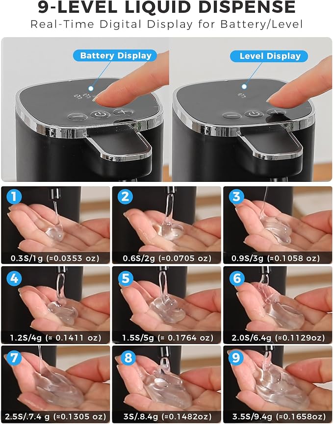 2 Pack Automatic Liquid Soap Dispenser, 12.8oz Rechargeable, Adjustable Liquid - Image 3