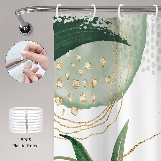 Sage Green Boho Shower Curtain 48Wx72H Small Stall Narrow Modern Abstract Mid - Image 6