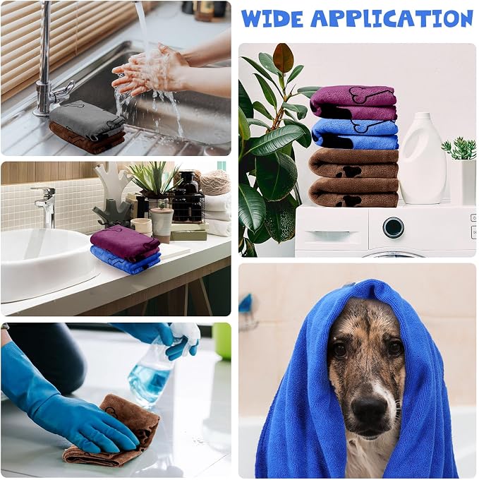 Chumia 4 Pcs Dog Towels for Drying Dog Puppy Bulk Microfiber Absorbent Paw - Image 7