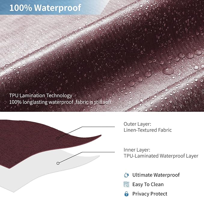 2-in-1 Waterproof Fabric Shower Curtain or Liner, Linen Textured, Breathable - Image 5