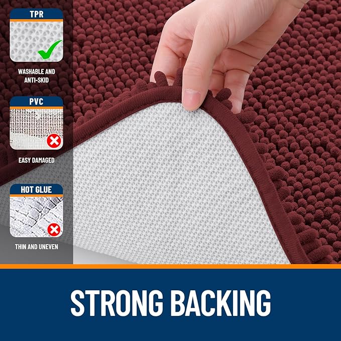 OLANLY Bathroom Rugs 24x16, Extra Soft Absorbent Chenille Bath Rugs, Rubber - Image 6