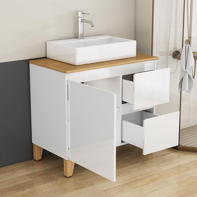 31.5-Inch Bathroom Vanity with Ceramic Sink Combo, Freestanding Bathroom - Image 5