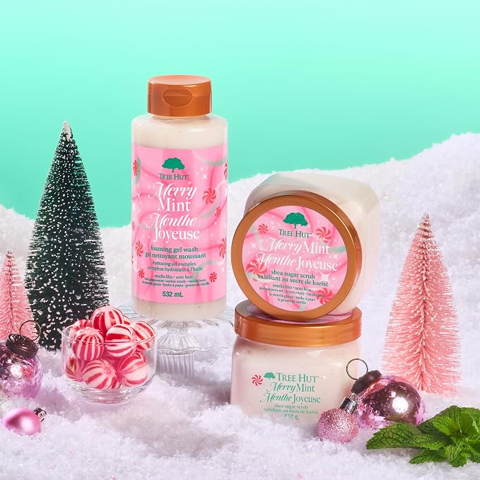 Tree Hut Merry Mint Shea Sugar Scrub, Exfoliating & Hydrating Body Scrub - Image 6