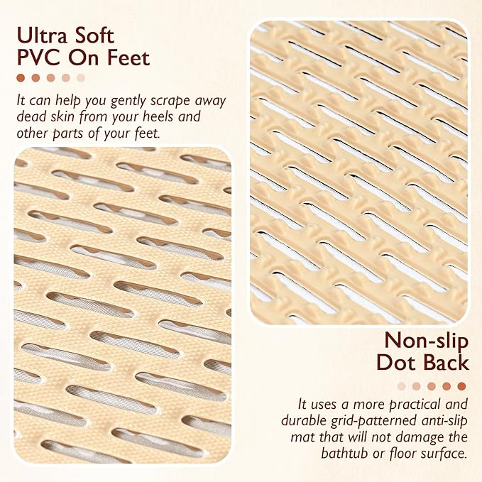Extra Large Non-Slip Shower Mat, Fast-Dry PVC Bath Stall Tub Mat, Drain-Hole - Image 2