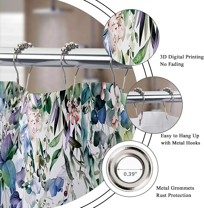 Riyidecor Clawfoot Tub Extra Wide Wrap All Around Circular Round Shower Curtain - Image 4