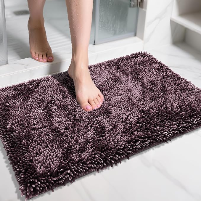 Yimobra Chenille Bathroom Rugs Non Slip, Extra Thick Soft Absorbent Bath Rug by Yimobra