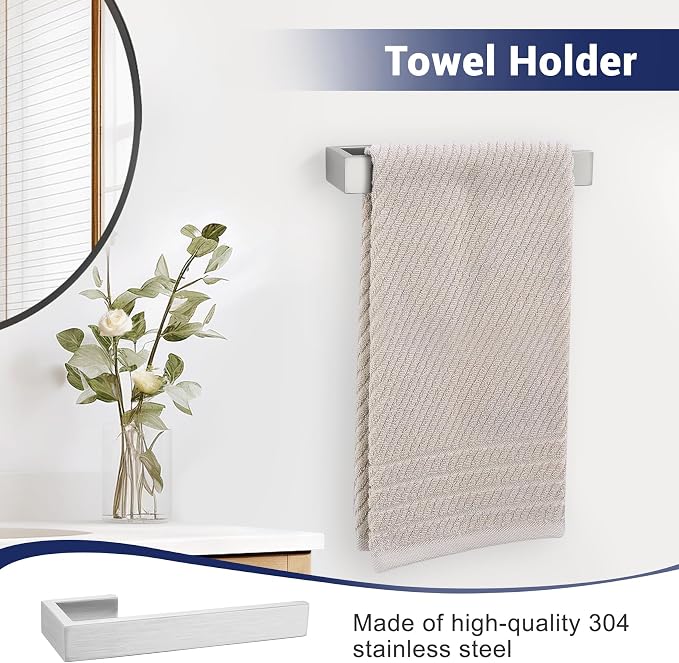 Brushed Nickel Bathroom Hardware Set, 4-Piece Bath Towel Bar Set SUS304 - Image 4