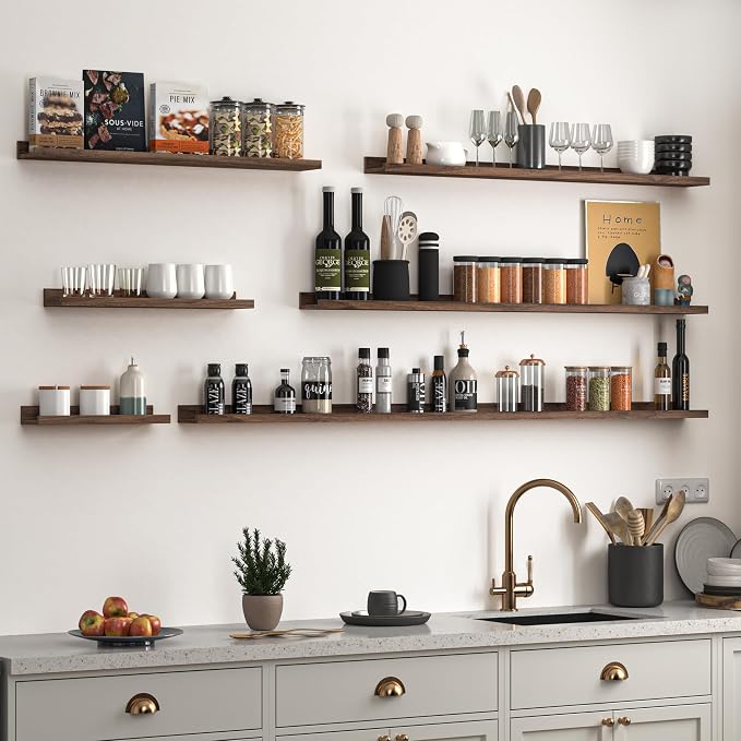 Heimlove Picture Ledge Shelf, Floating Shelves Set of 2, 24 Inches Picture Shelf - Image 6