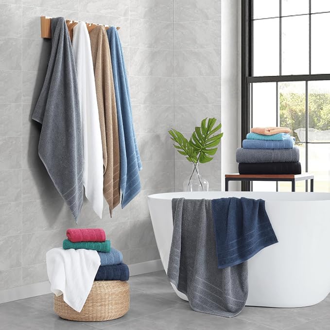 Casa Platino 100% Mercerized Cotton Luxury Bathroom Towels Set - Image 8