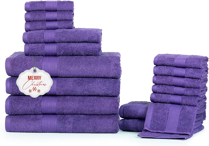 Ample Decor Bathroom Towel Set of 18-4 Hand Towel, 4 Bath Towel, 10 Wash Cloths by AmpleDecor