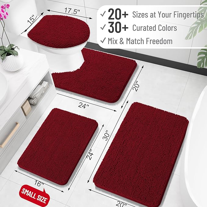 OLANLY Toilet Rugs U-Shaped 24x20, Extra Soft Absorbent Chenille Contour - Image 2