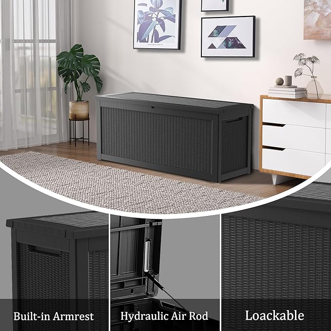 TARKARI 320 Gallon Lockable Resin Deck Box, Waterproof & UV-Resistant Outdoor - Image 7