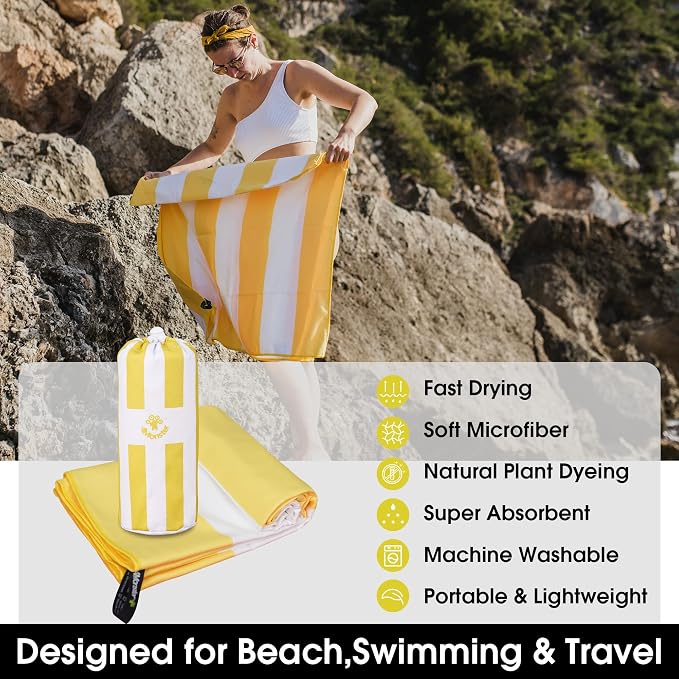 4Monster Microfiber Beach Towel Quick Dry, Super Absorbent Lightweight Travel - Image 2
