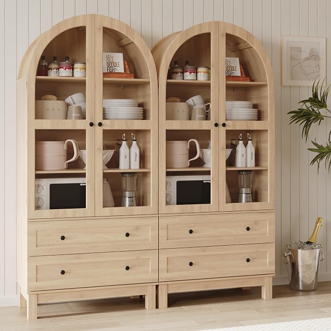 71" Tall Arched Kitchen Pantry, Kitchens Pantry Storage Cabinet - Image 8