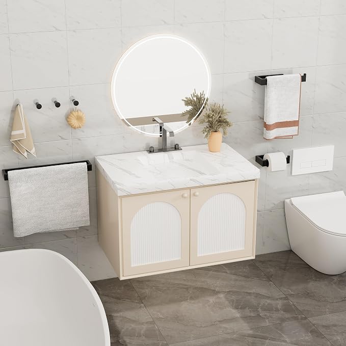 SAYAYO 7-Piece Bathroom Hardware Set Black, Includes 16 Inch Towel Bar - Image 2