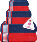 CASA COPENHAGEN He & She 6 Pieces Towel Set- American Blue + Red, 550 GSM 2 by CASACOPENHAGEN