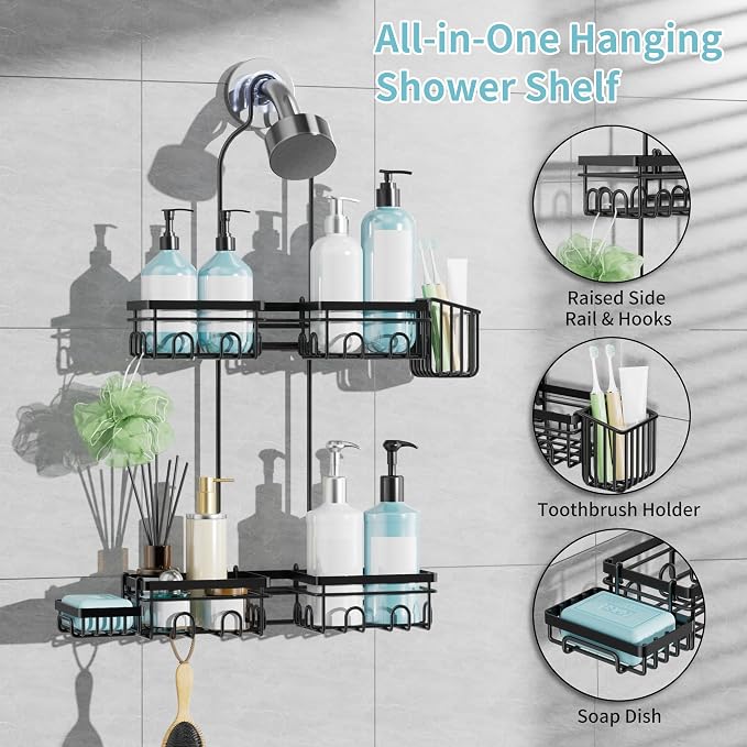 KEGII Shower Caddy Hanging for Handheld Showerheads, Rustproof Hanging Shower - Image 5