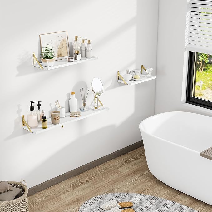 Deep Floating Shelves for Wall, 24W x 8D Wall Mounted Shelves Set of 2 - Image 2