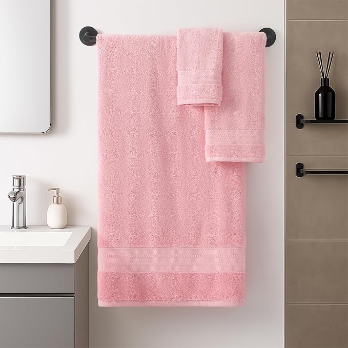REDKISS Pink Towel Set of 8-100% Cotton Luxury Bath Towels Set - Image 2
