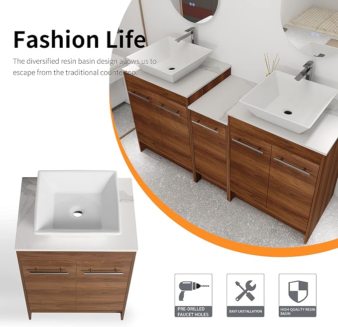 60 Inch Bathroom Vanity with Sink, Mordern Bathroom Vanity, Single Sink - Image 4
