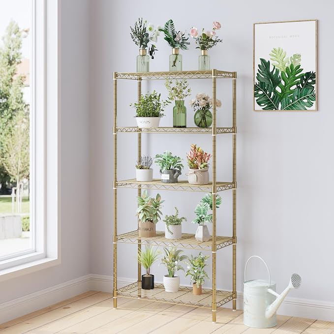 5 Tier Storage Racks Shelving, Heavy Steel Pantry Shelves, Adjustable Wire - Image 3