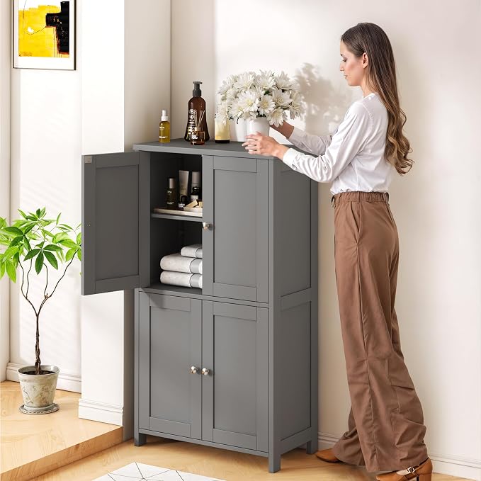Nuturelly Bathroom Floor Storage Cabinet, Freestanding Pantry Cabinets - Image 6
