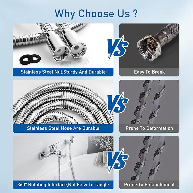 Shower Hose for Handheld Shower Heads, 72 inches Stainless Steel Shower Head - Image 6