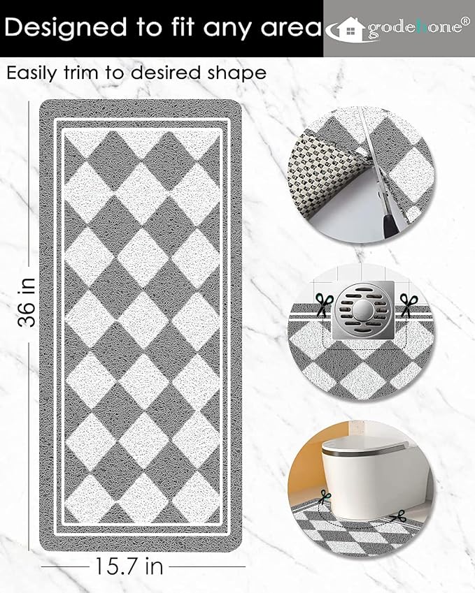 godehone Shower Mats Non Slip Without Suction Cups, PVC Loofah Bathroom Mats - Image 2