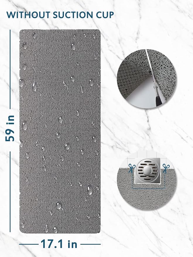godehone Shower Mats Non Slip Without Suction Cups, PVC Loofah Bathroom Mats - Image 2