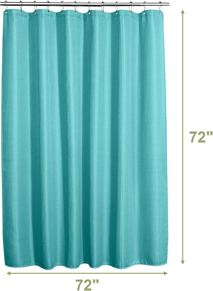 AmazerBath Teal Shower Curtain Waffle Textured, Turquoise Shower Curtains - Image 9