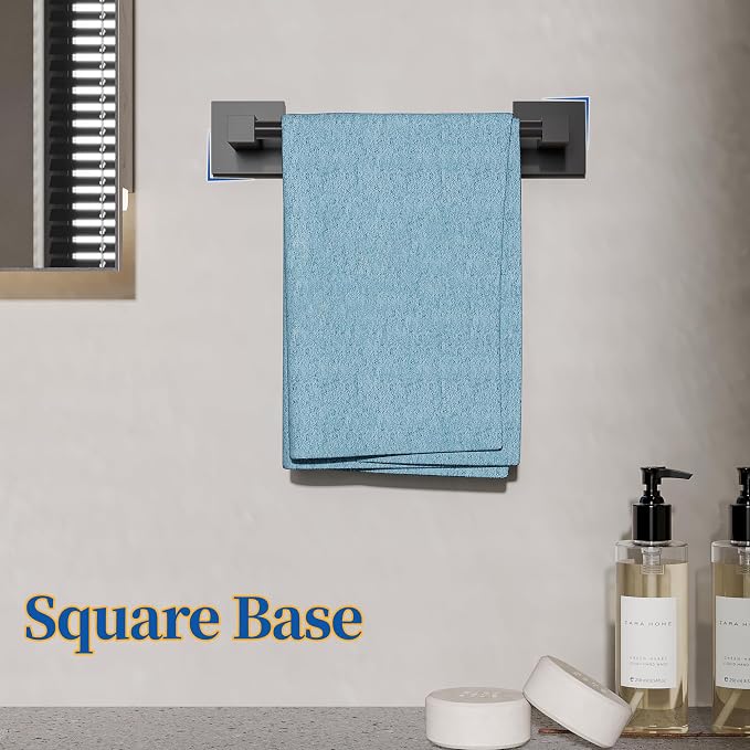 RUACQ Hand Towel Holder, 9-inch Hand Towel Bar, Square Base Towel Ring - Image 3