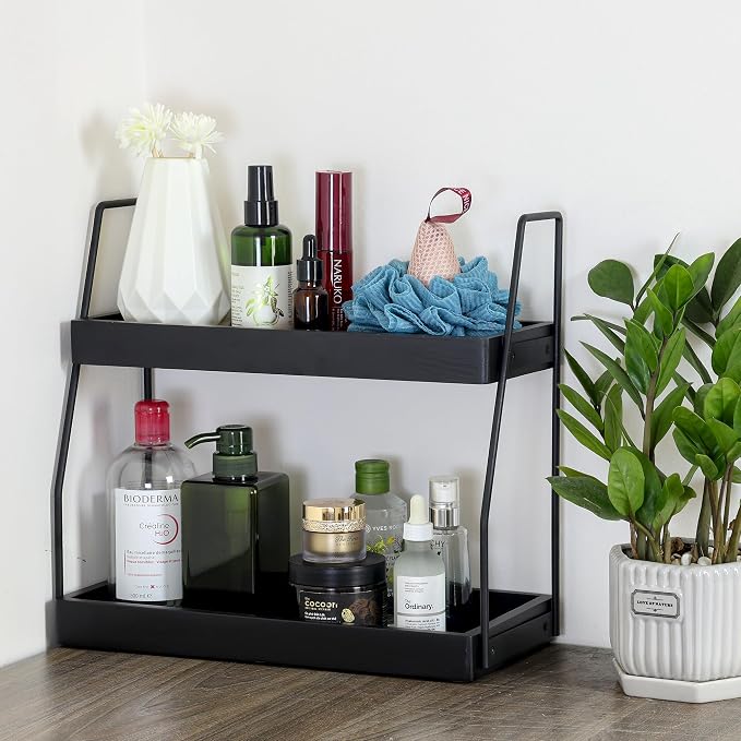 Acacia Bathroom Organizer Countertop 13.6 x 14 x 6.7 inches, 2-Tier Wood - Image 7