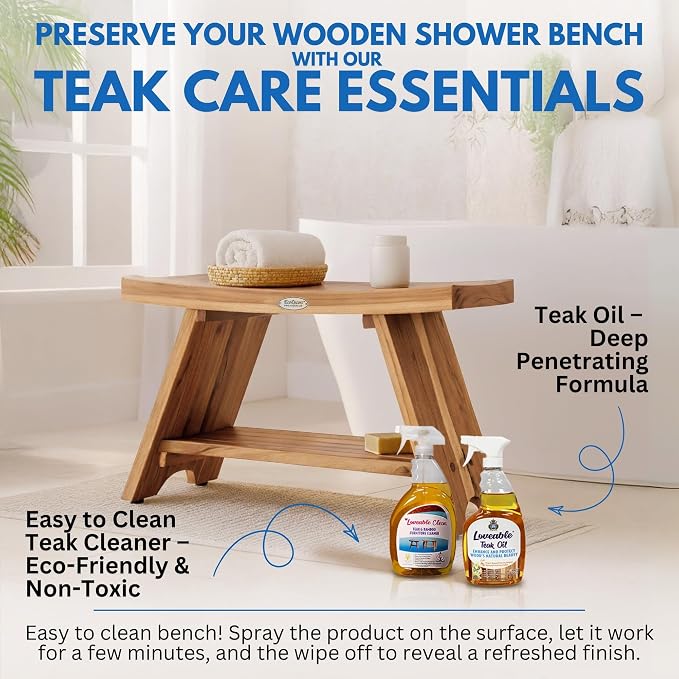 EcoDecors 35 Inch Serenity Teak Shower Bench – Waterproof Bathroom Seat - Image 11