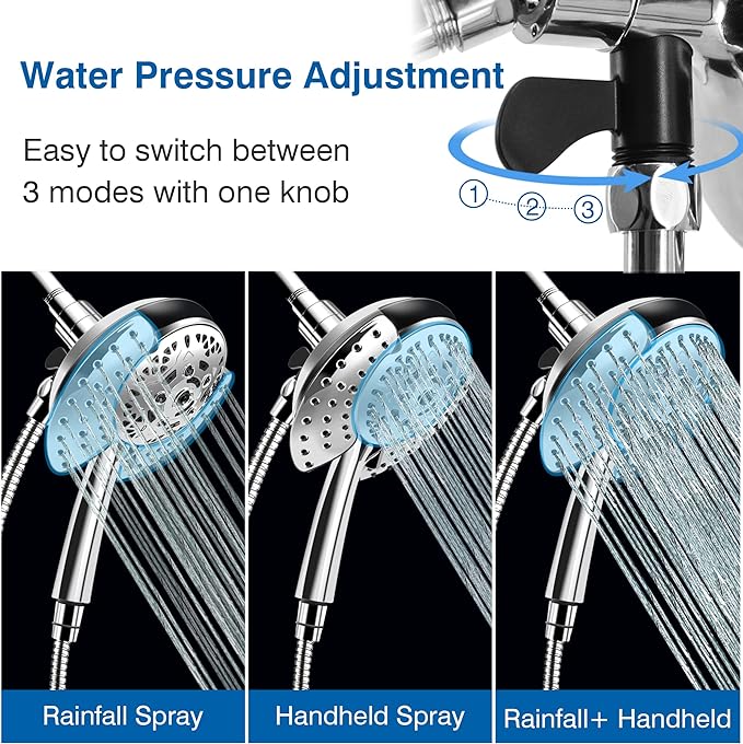 Shower Heads with Handheld Spray Combo: 7.2" Rain Shower Head & Handheld Shower - Image 3