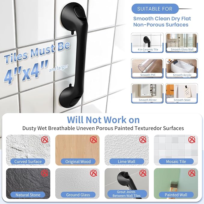 2 Pack 16 Inch Grab Bars for Bathtubs and Showers for Seniors, Heavy Duty - Image 3
