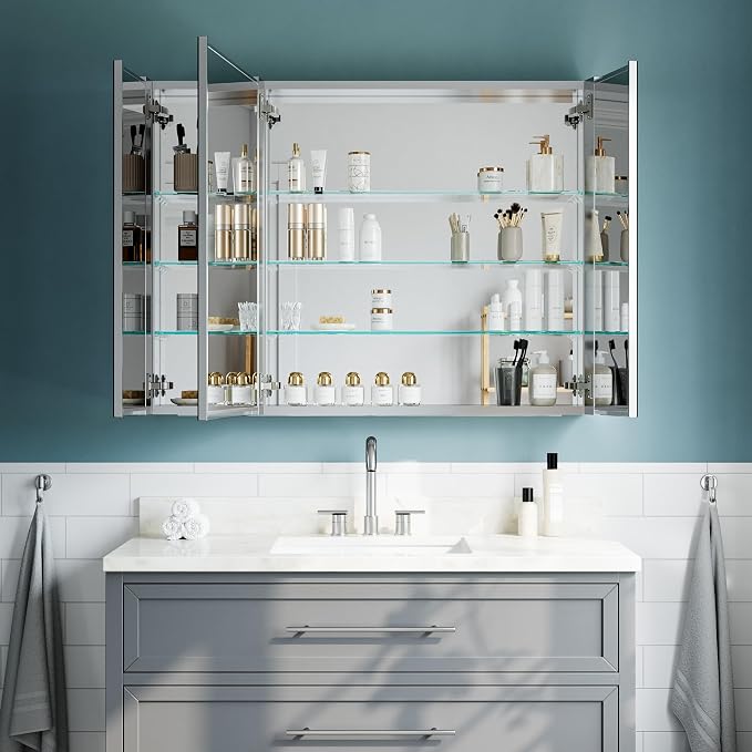 40"x30" Medicine Cabinet Mirror, Aluminum Silver Recessed Medicine Cabinet - Image 8