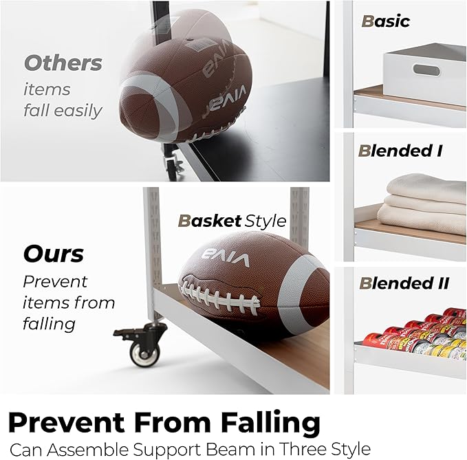 HOMEDANT House 5-Tier Metal Rolling Cart Shelf Rack Casters Heavy Duty - Image 9
