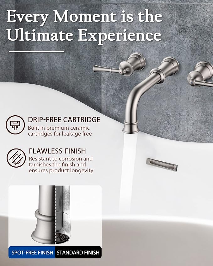 Wall Mount Tub Filler with Rough-in Valve, High Flow Brass Roman Tub Faucet 2 - Image 2