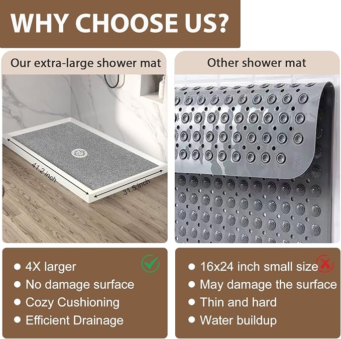 Shower Mat Non Slip: 47.2 x 31.5 Inch Extra Large Shower Mats - Image 3