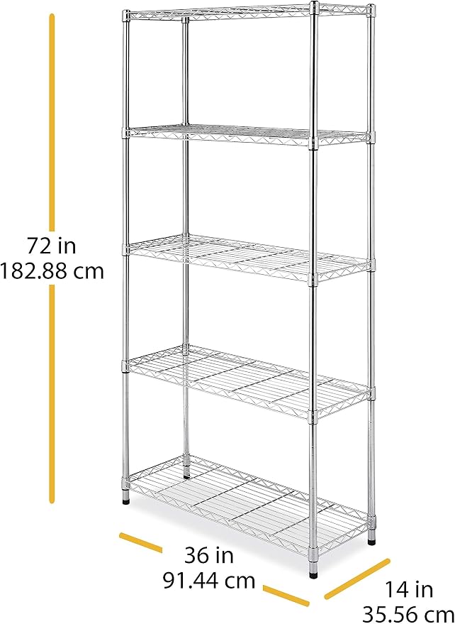 Whitmor 5 Tier Shelving Unit, Metal Storage Shelves, 400 lbs Capacity per Shelf - Image 3