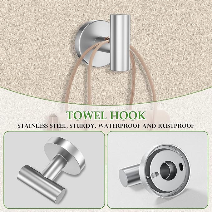 10-Piece Towel Bar Set Brushed Nickel Bathroom Hardware Accessories Set - Image 5
