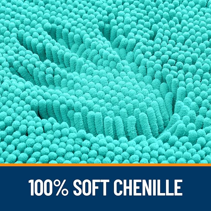OLANLY Bathroom Rugs 40x32, Extra Soft Absorbent Chenille Bath Rugs, Rubber - Image 3